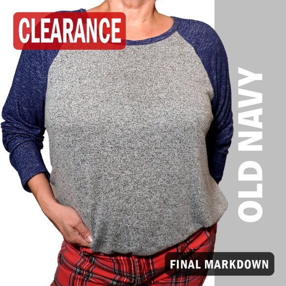 Old Navy Gray & Blue Raglan Long Sleeve Tee 2X 20 - Picture 1 of 6